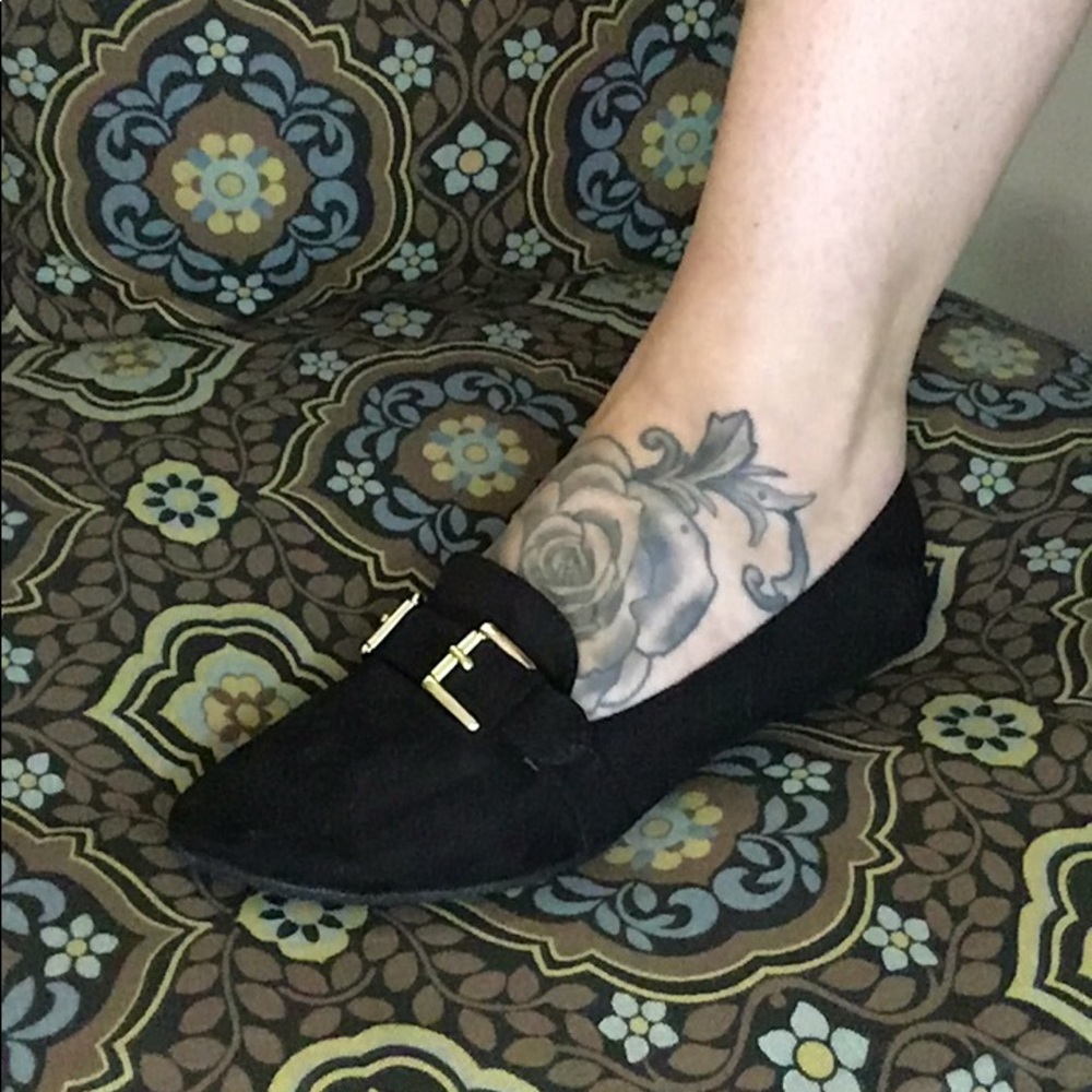 Loafers black with gold accents